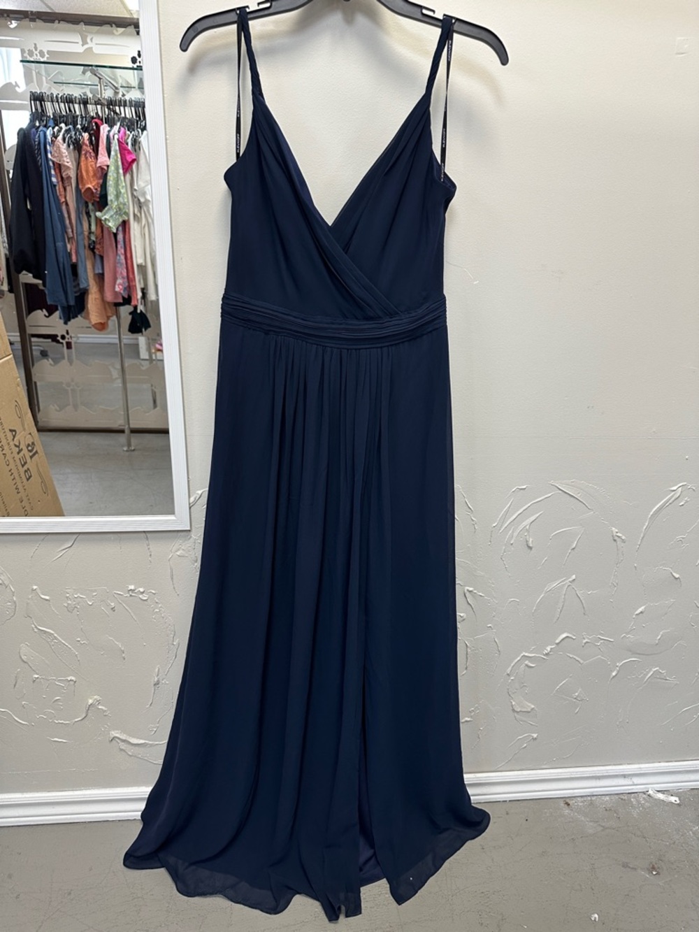 Bill Levkoff Navy Spaghetti Strap Maxi Dress